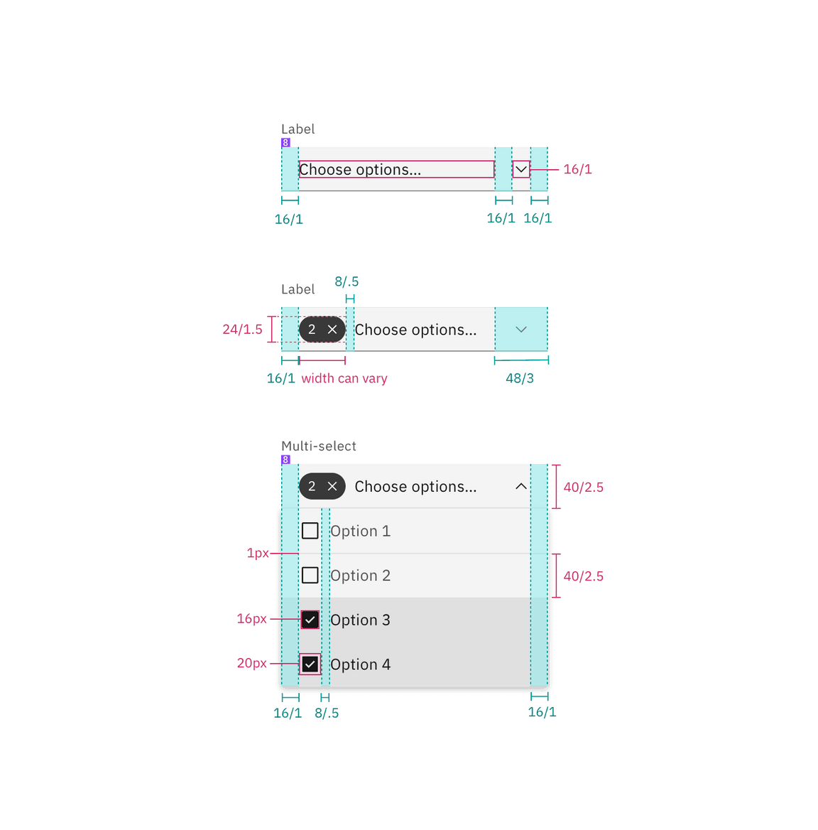 Structure and spacing for a multiselect dropdown